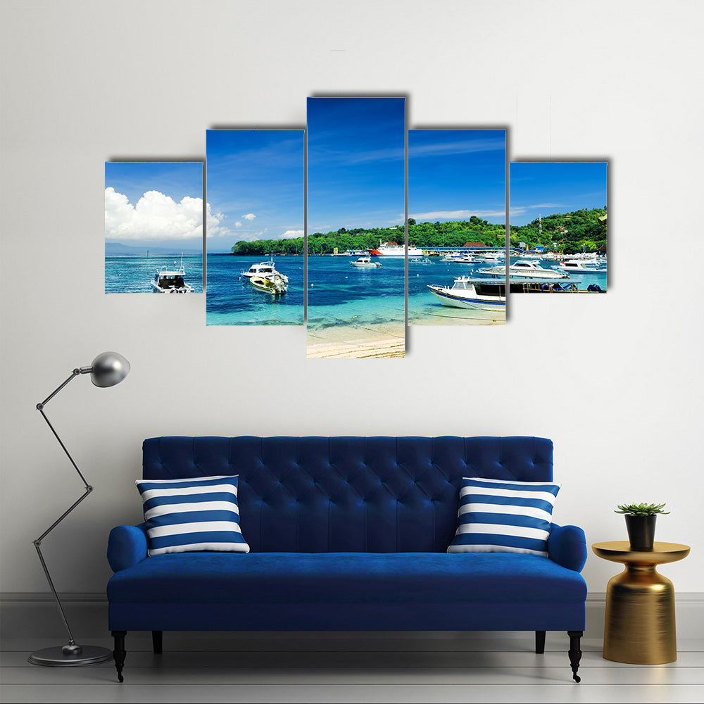 Tropical beach. PadangBai, Bali, Indonesia Multi panel canvas wall art