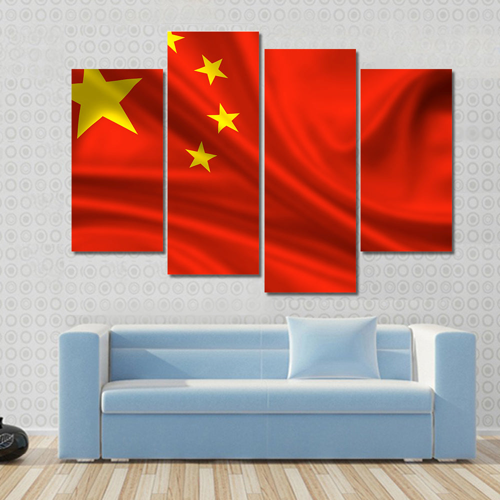 Waving flag of china Multi panel canvas wall art