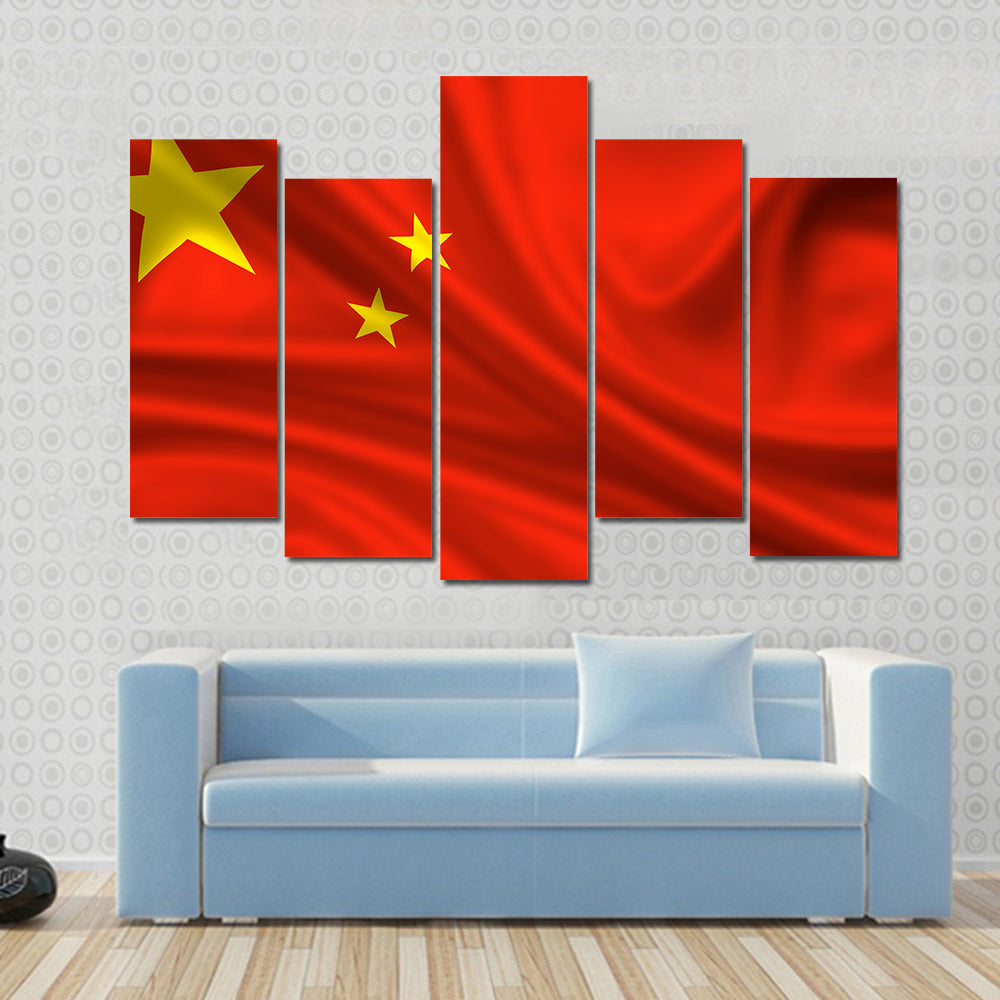 Waving flag of china Multi panel canvas wall art