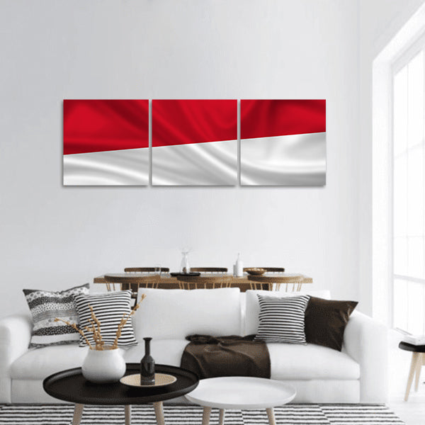 Waving flag of Indonesia panoramic canvas wall art