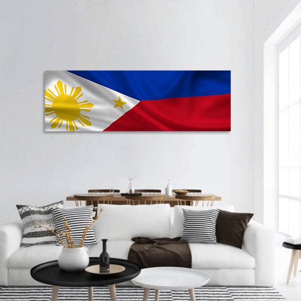 Waving flag of the Philippines panoramic canvas wall art
