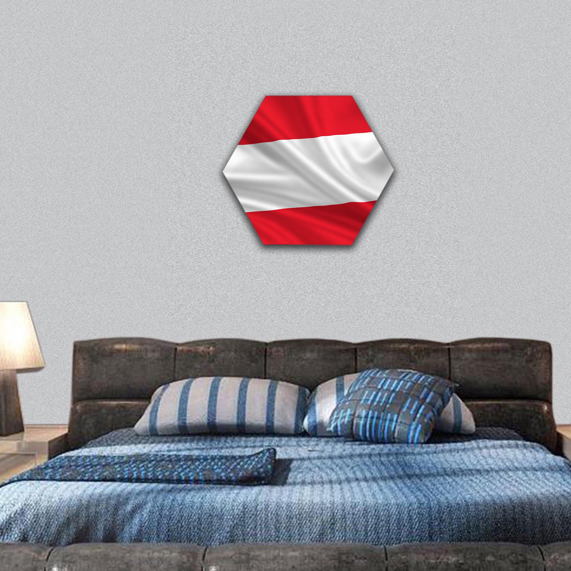 waving flag of Austria hexagonal canvas wall art