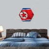 Waving flag of North Korea hexagonal canvas wall art