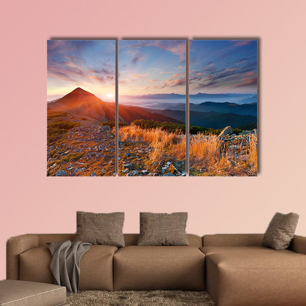 Colorful autumn landscape in the mountains multi panel canvas wall art