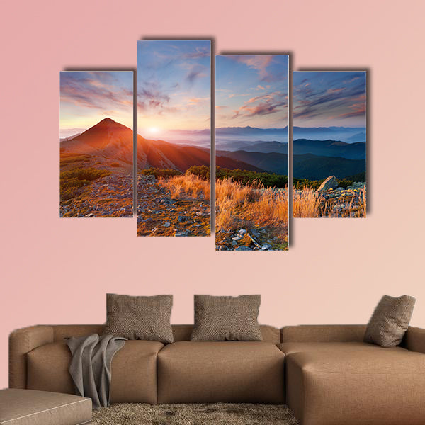Colorful autumn landscape in the mountains multi panel canvas wall art