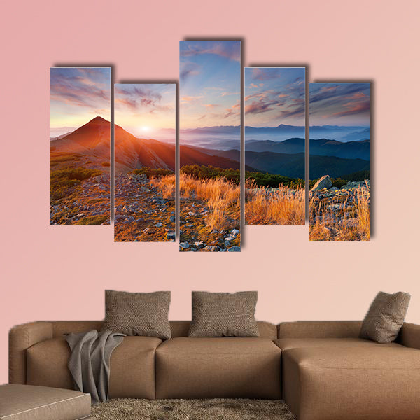 Colorful autumn landscape in the mountains multi panel canvas wall art