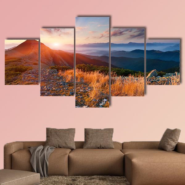 Colorful autumn landscape in the mountains multi panel canvas wall art