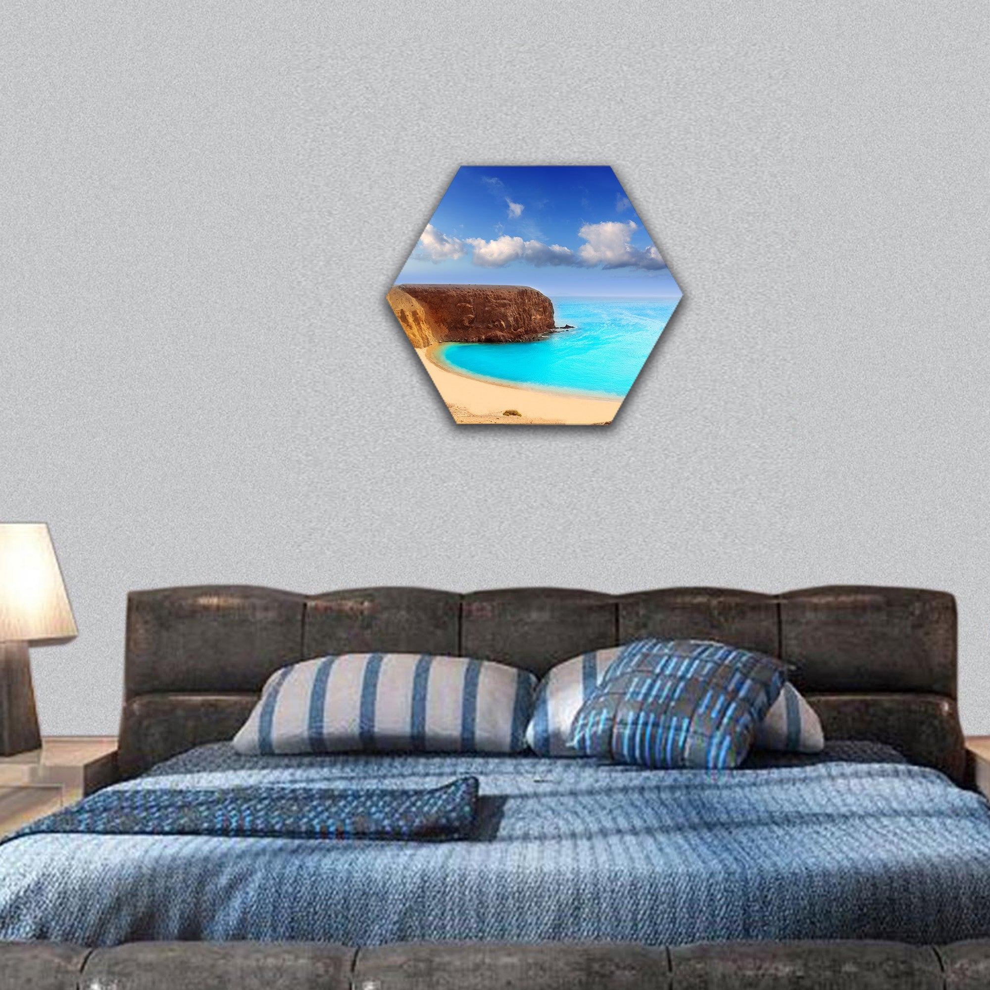 Lanzarote El Papagayo Playa Beach in Canary Islands hexagonal canvas wall art