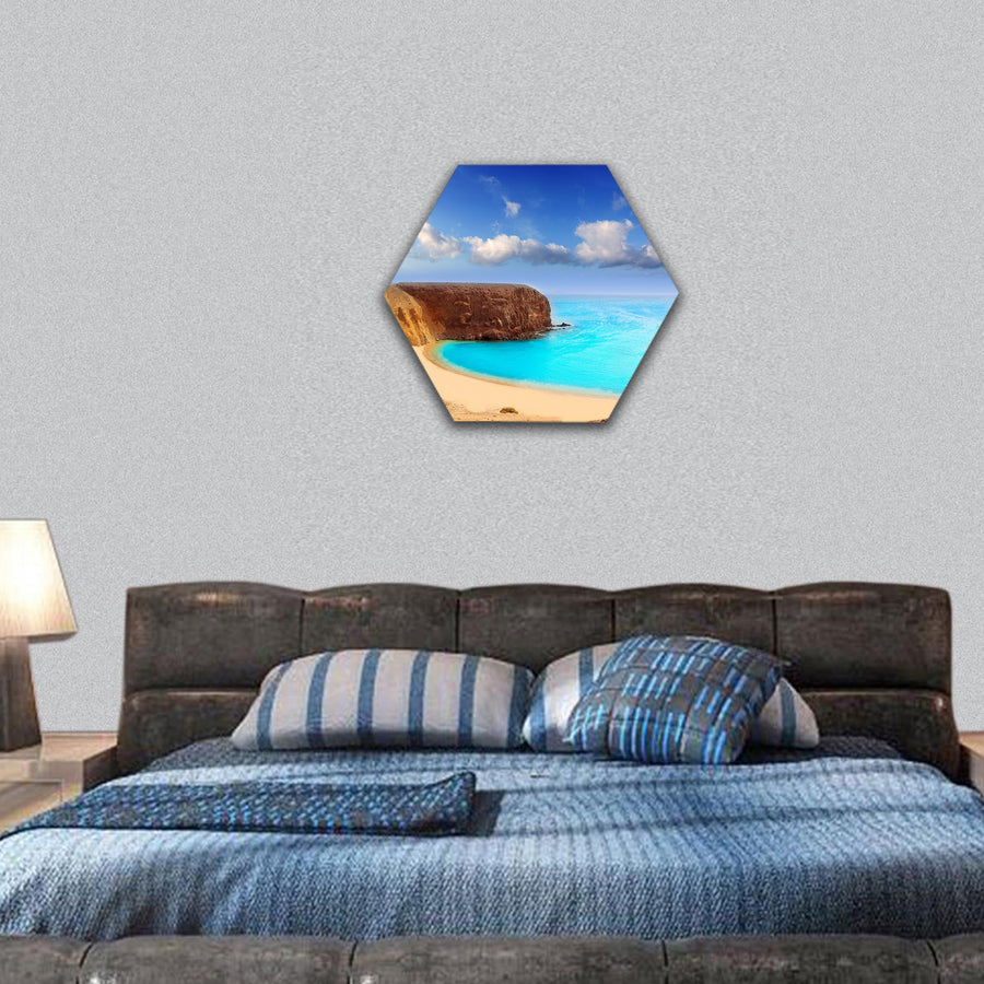 Lanzarote El Papagayo Playa Beach in Canary Islands hexagonal canvas wall art