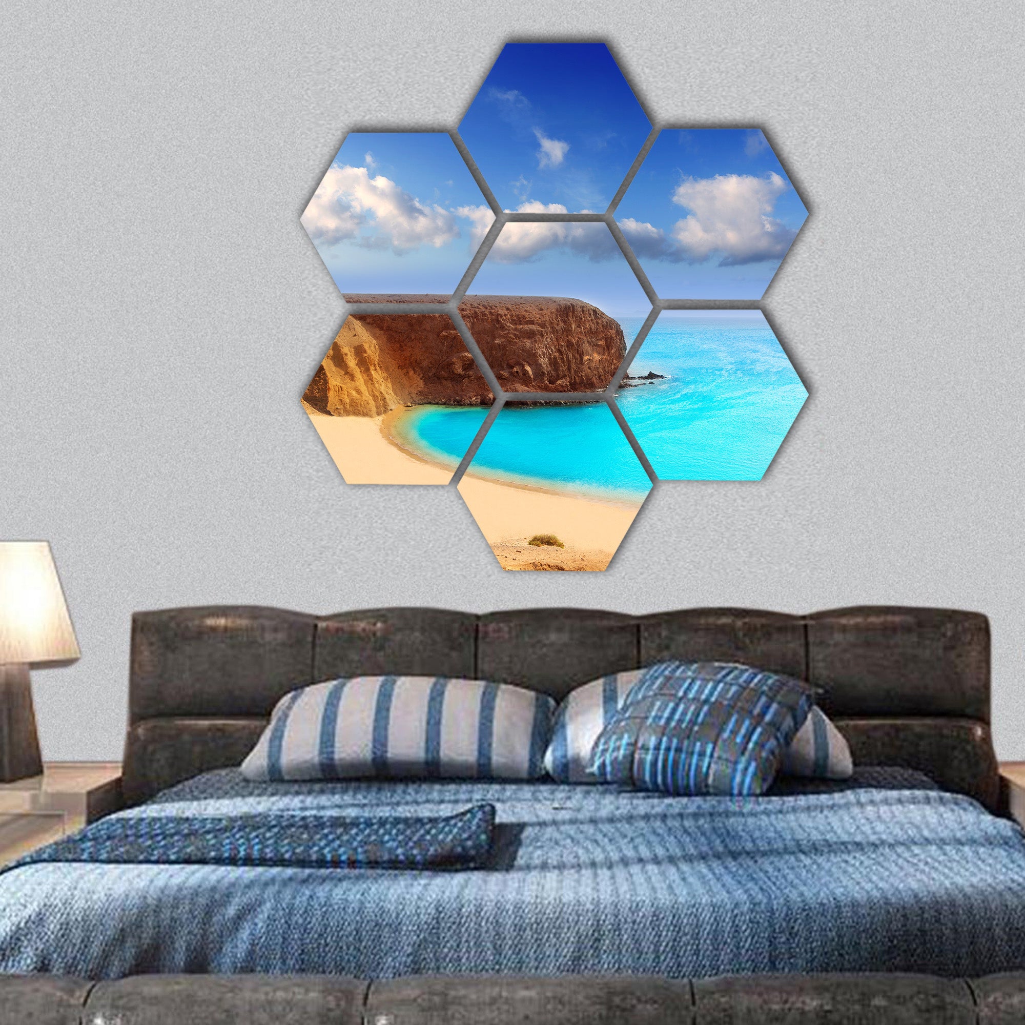 Lanzarote El Papagayo Playa Beach in Canary Islands hexagonal canvas wall art