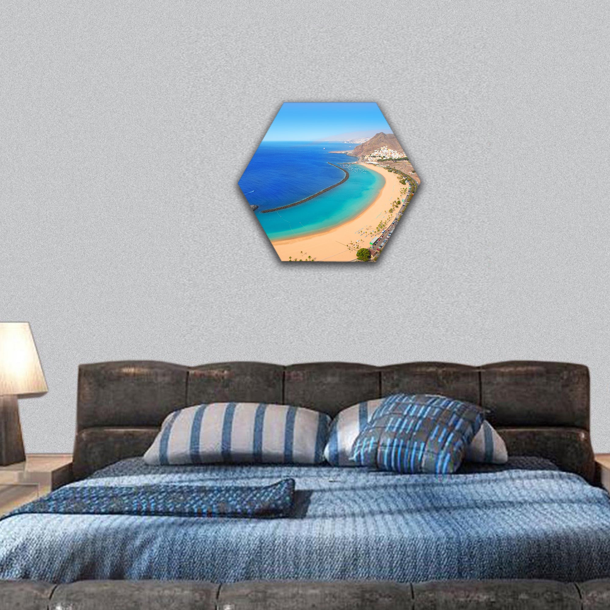 Beach Las Teresitas at Canary Islands hexagonal canvas wall art