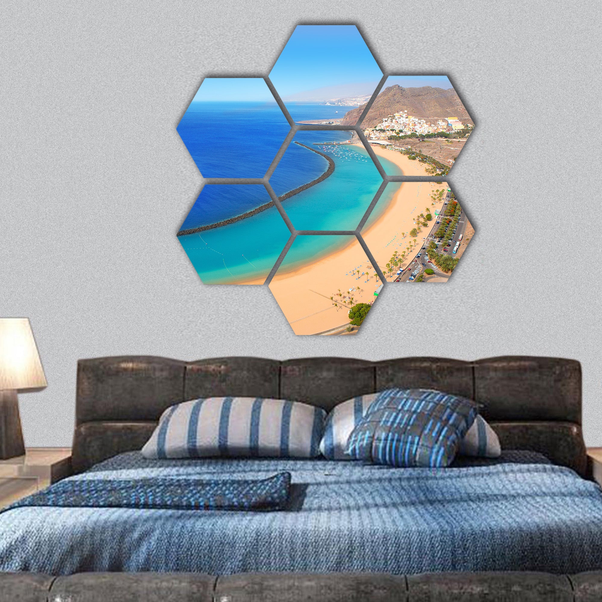 Beach Las Teresitas at Canary Islands hexagonal canvas wall art