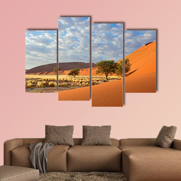 Sossusvlei landscape with Acacia trees and red sand dunes, Namibia, wall art