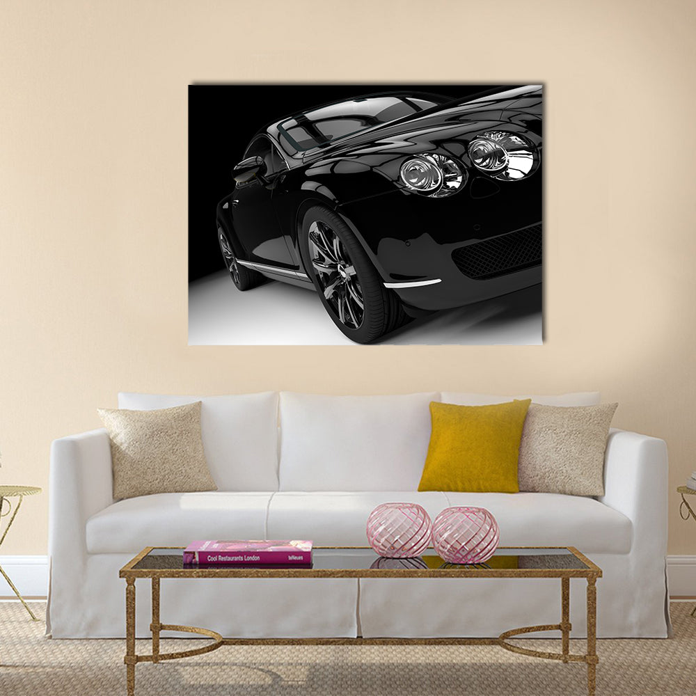 Luxury and powerful black car studio shot Multi panel canvas wall art