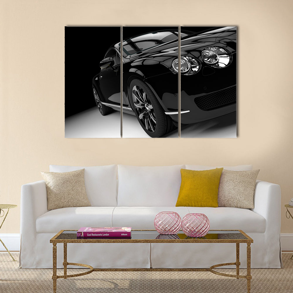 Luxury and powerful black car studio shot Multi panel canvas wall art