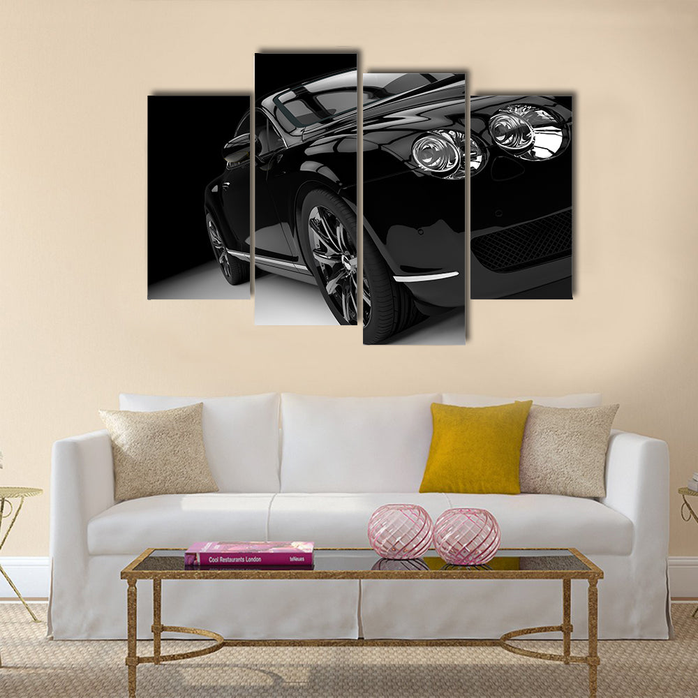 Luxury and powerful black car studio shot Multi panel canvas wall art