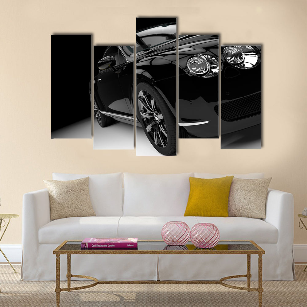 Luxury and powerful black car studio shot Multi panel canvas wall art