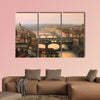 Sunset over Florence with the river and ponte vecchio panel canvas wall art