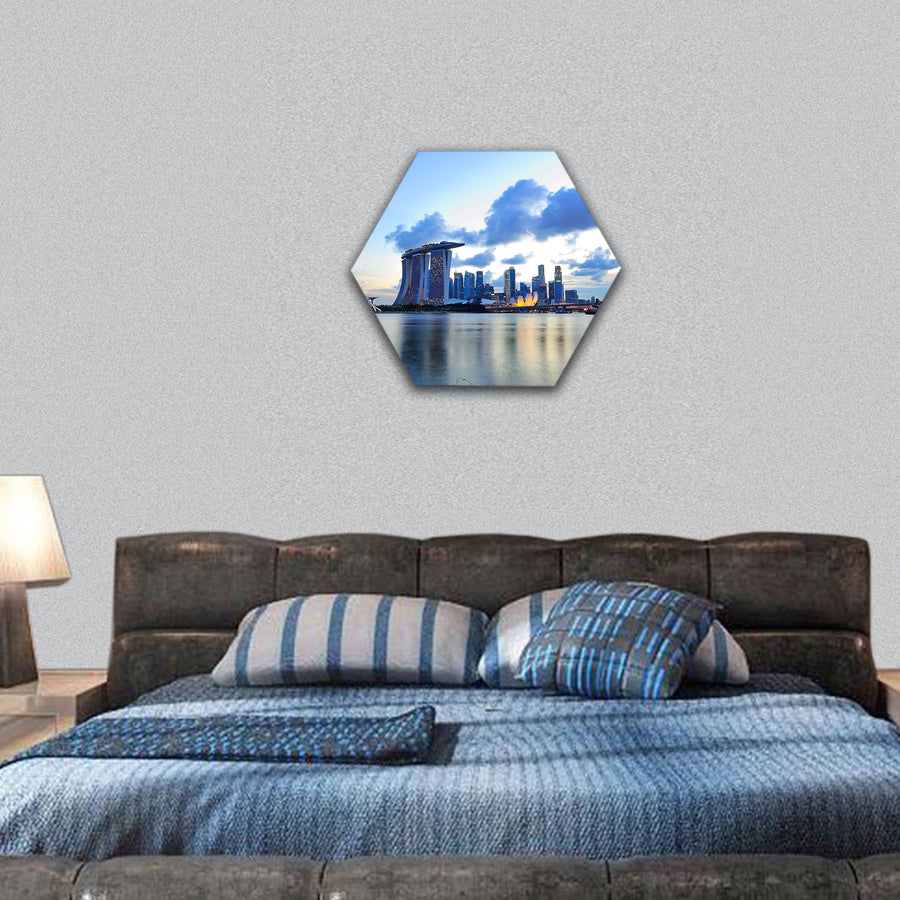 City skyline of Marina Bay Singapore hexagonal canvas wall art
