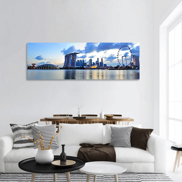 City skyline of Marina Bay Singapore panoramic canvas wall art