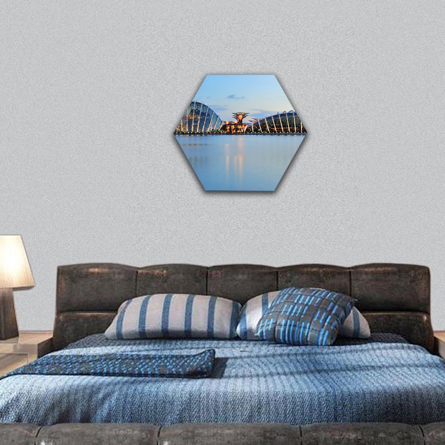 Domes and super trees of Gardens by the Bay Singapore hexagonal canvas wall art