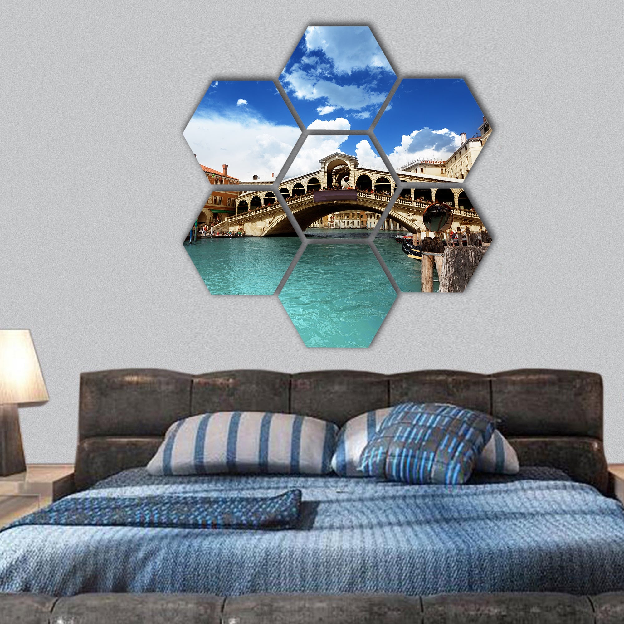 Rialto bridge in Venice, Italy hexagonal canvas wall art