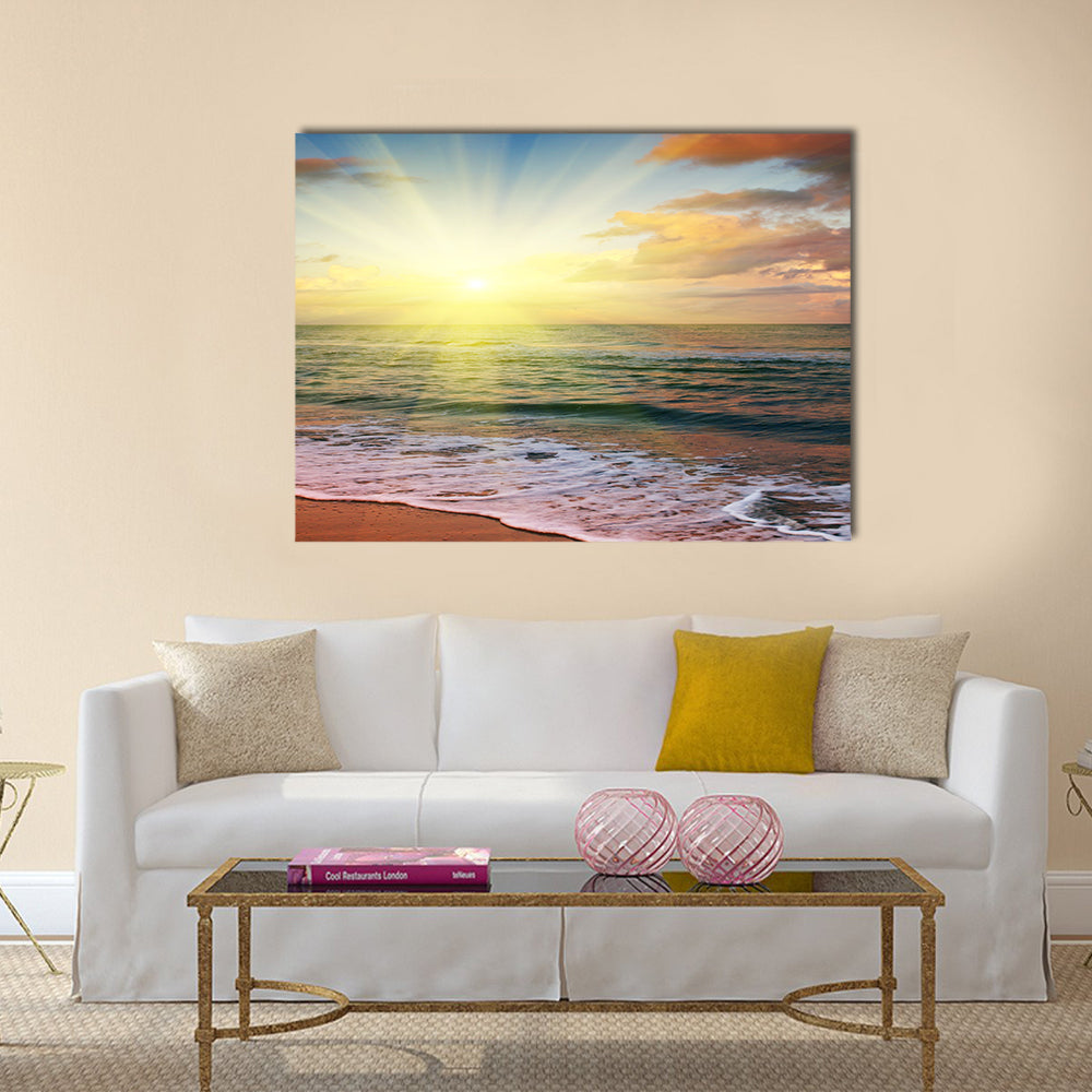 Most beautiful view of Sea sunset Multi panel canvas wall art