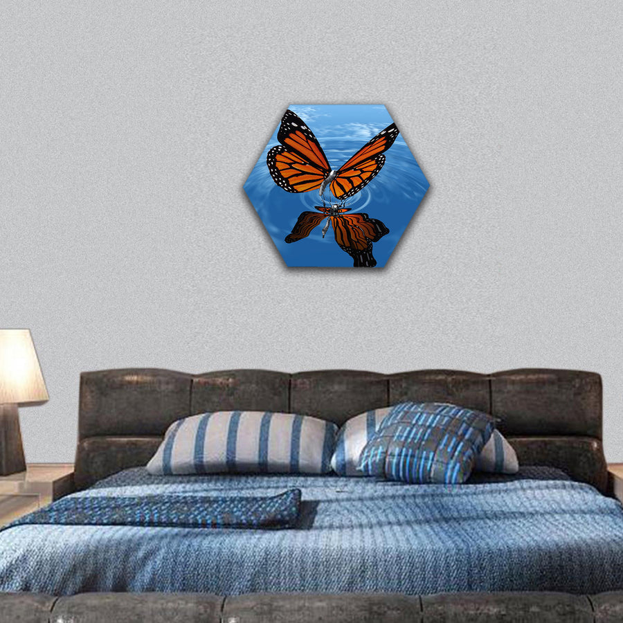 the beautiful butterfly with wings hexagonal canvas wall art