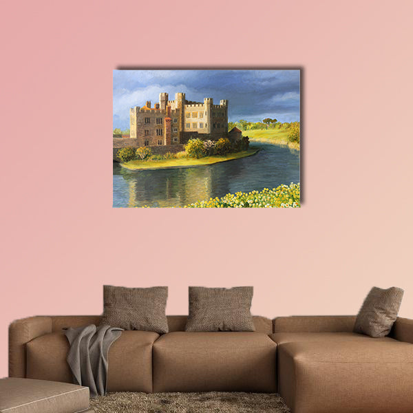 Famous Castle near Leeds in Kent, painted on the canvas wall art
