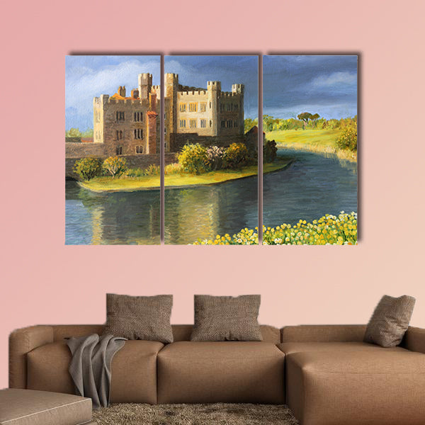 Famous Castle near Leeds in Kent, painted on the canvas wall art