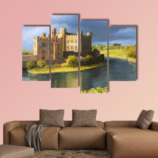 Famous Castle near Leeds in Kent, painted on the canvas wall art
