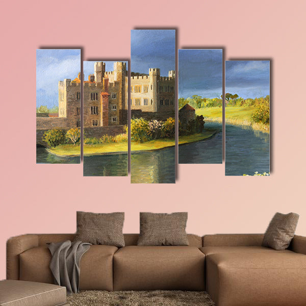 Famous Castle near Leeds in Kent, painted on the canvas wall art