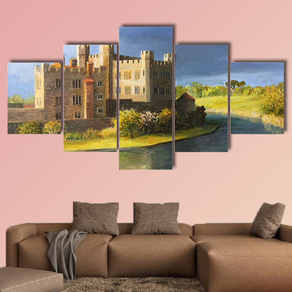Famous Castle near Leeds in Kent, painted on the canvas wall art