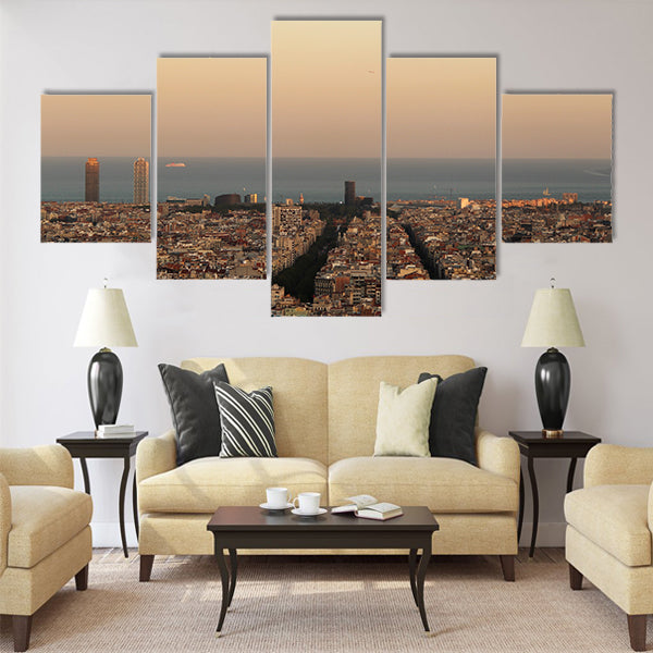 View of Barcelona Multi panel canvas wall art