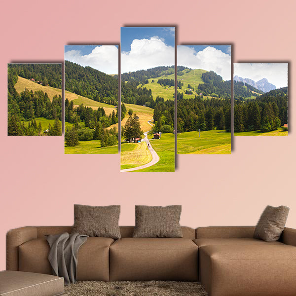 Beautiful valley in Settle near Lake Zug in Switzerland Multi panel canvas wall art