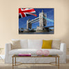 Tower Bridge with flag of England, London Multi panel canvas wall art