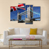 Tower Bridge with flag of England, London Multi panel canvas wall art