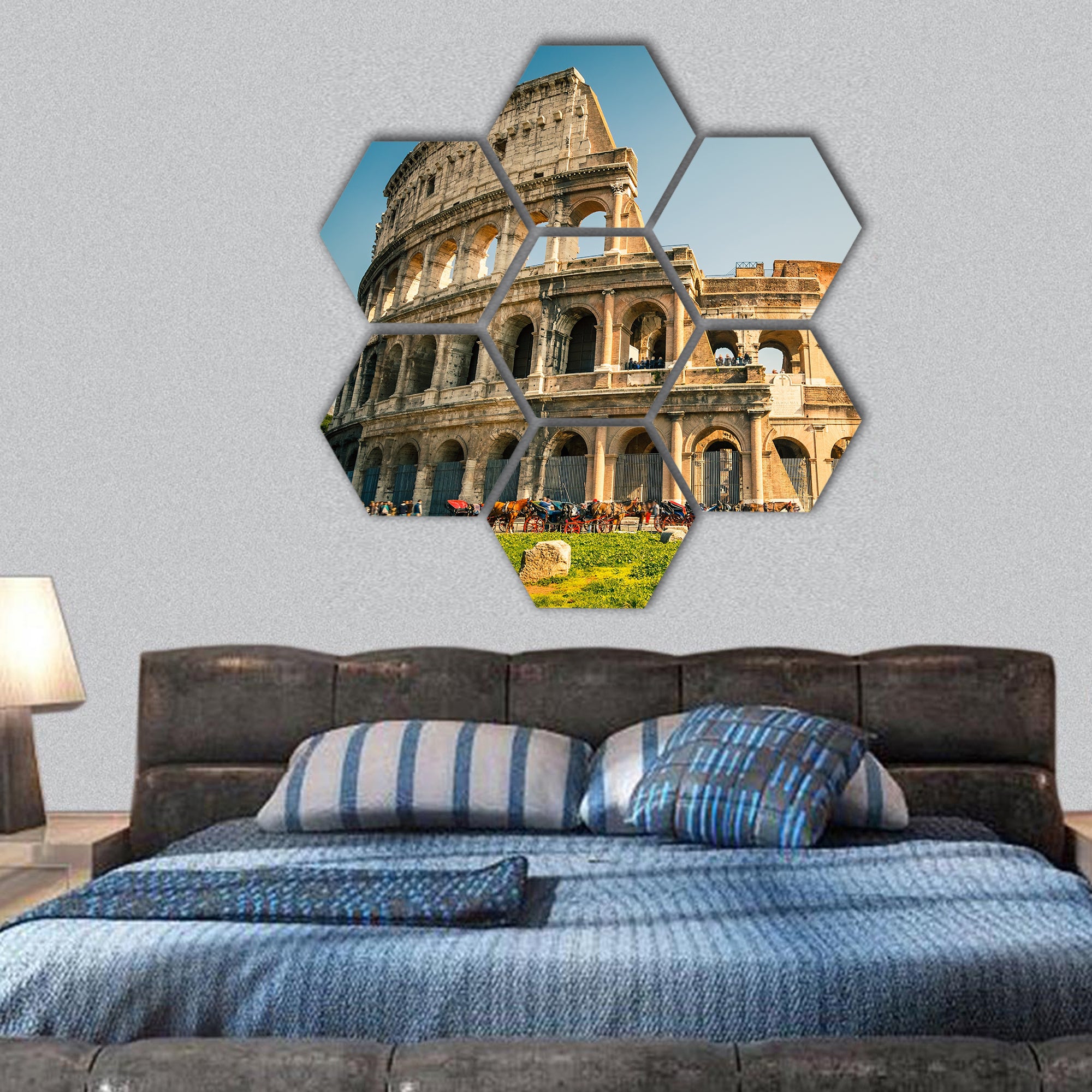Coliseum in Rome hexagonal canvas wall art