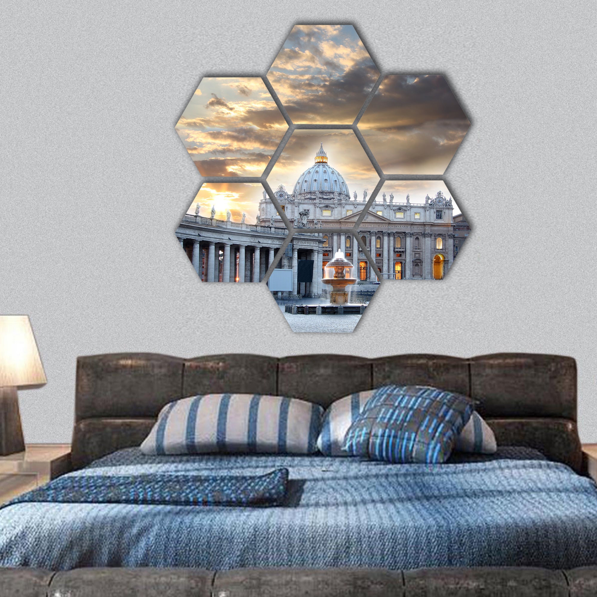 Basilica di San Pietro, Vatican, Rome, Italy hexagonal canvas wall art