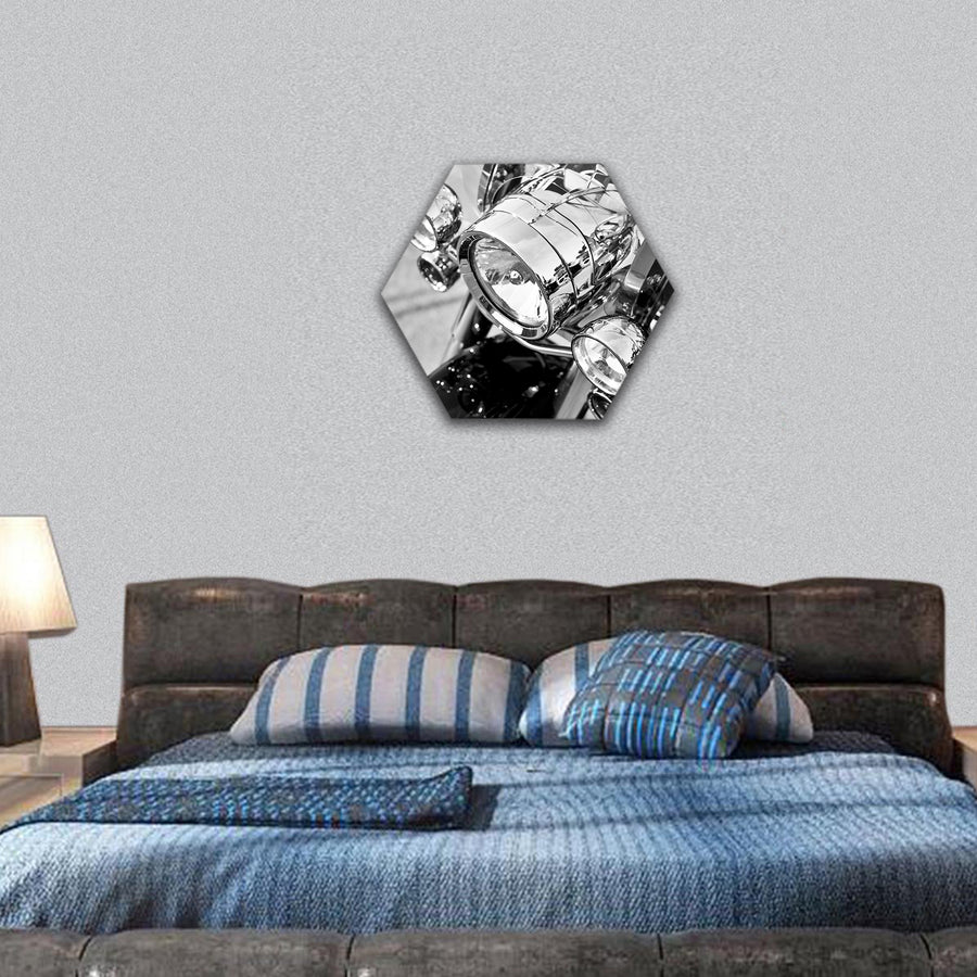 motorcycle hexagonal canvas wall art