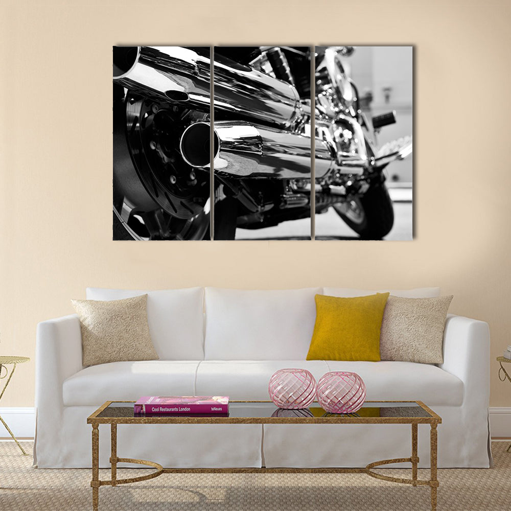 Black motorcycle Multi panel canvas wall art