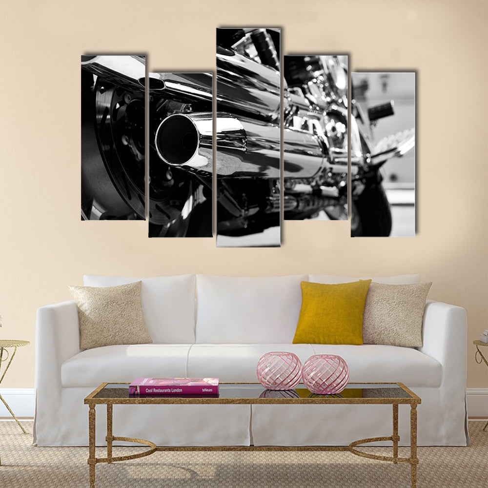 Black motorcycle Multi panel canvas wall art