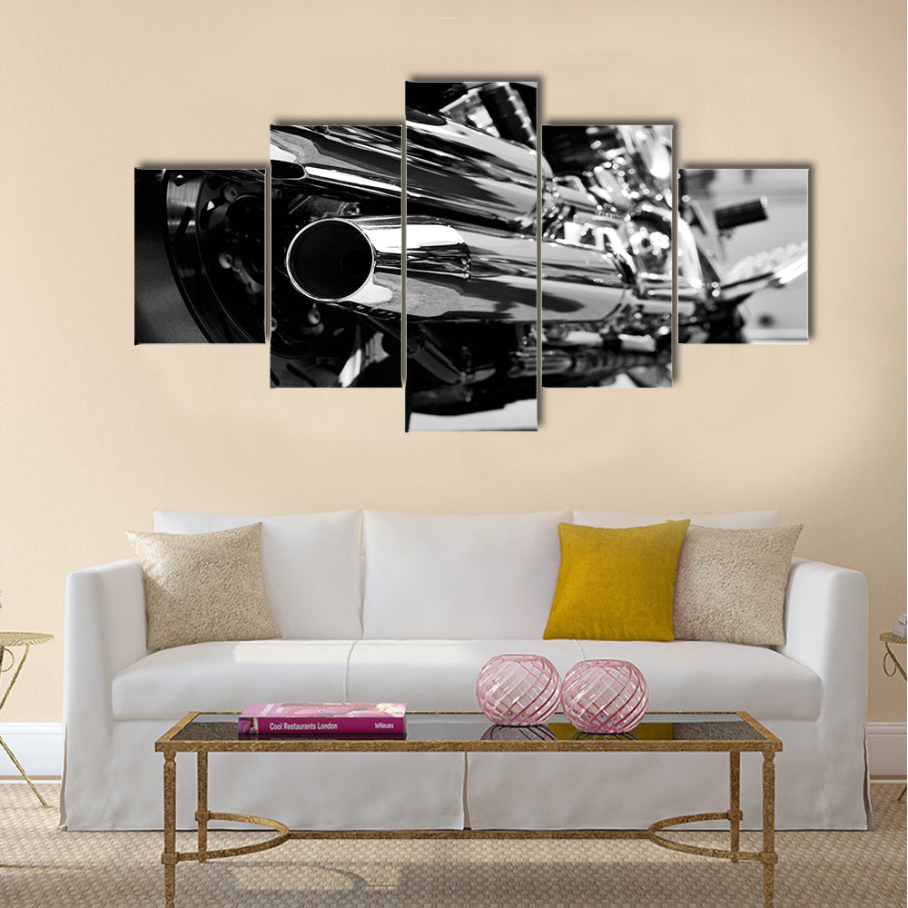 Black motorcycle Multi panel canvas wall art