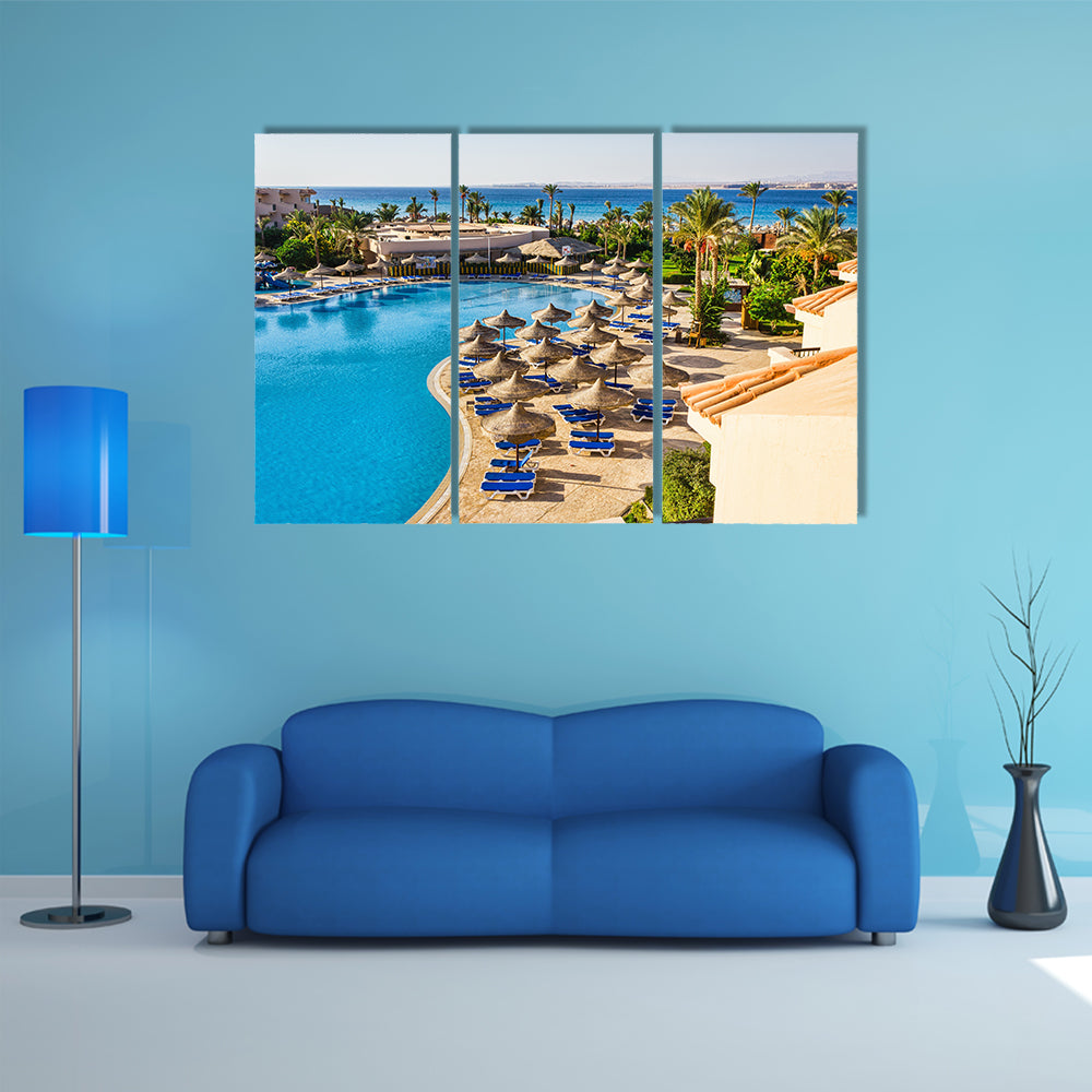 The window of the hotel in Egypt to the pool of the Red Sea Multi Panel Canvas Wall Art