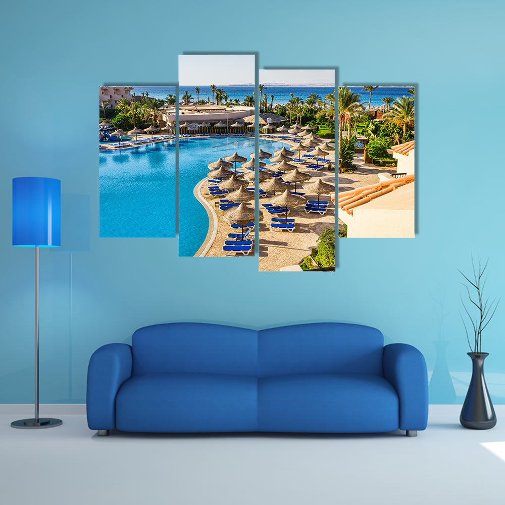 The window of the hotel in Egypt to the pool of the Red Sea Multi Panel Canvas Wall Art