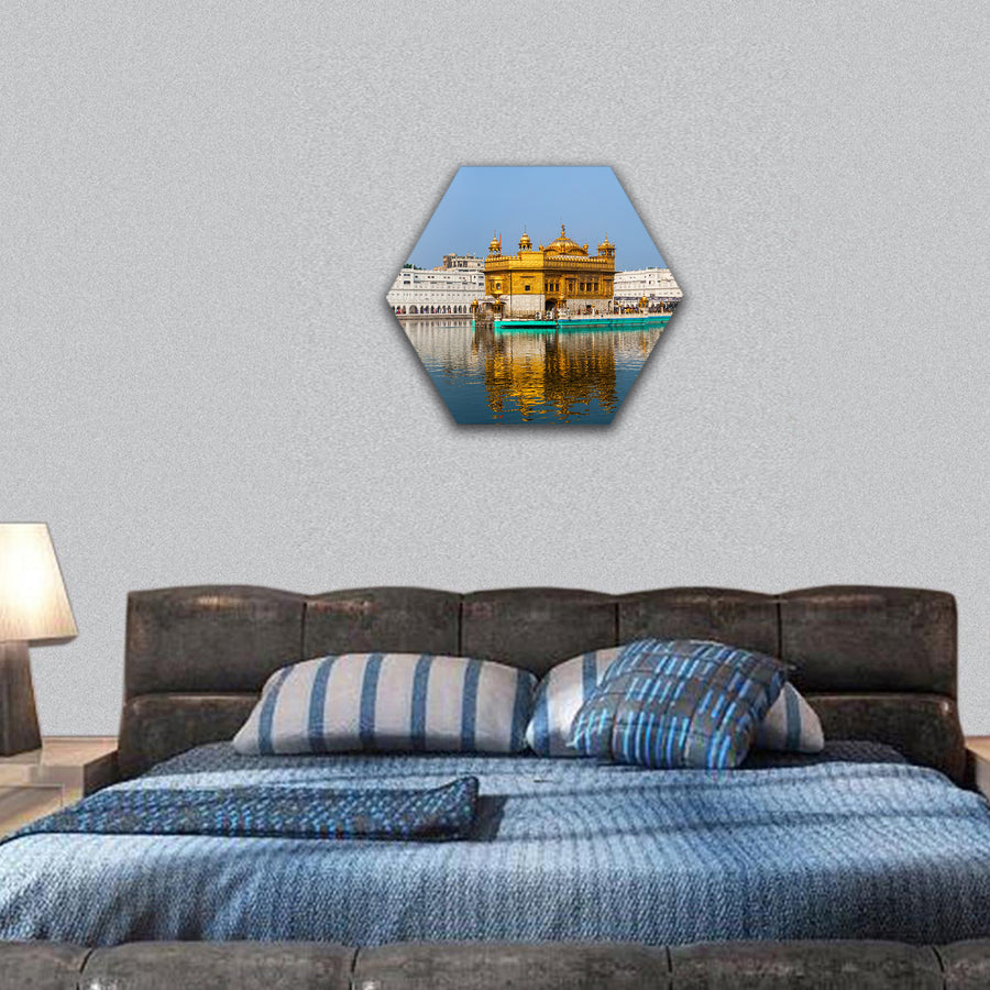Sikh gurdwara Golden Temple Punjab hexagonal canvas wall art