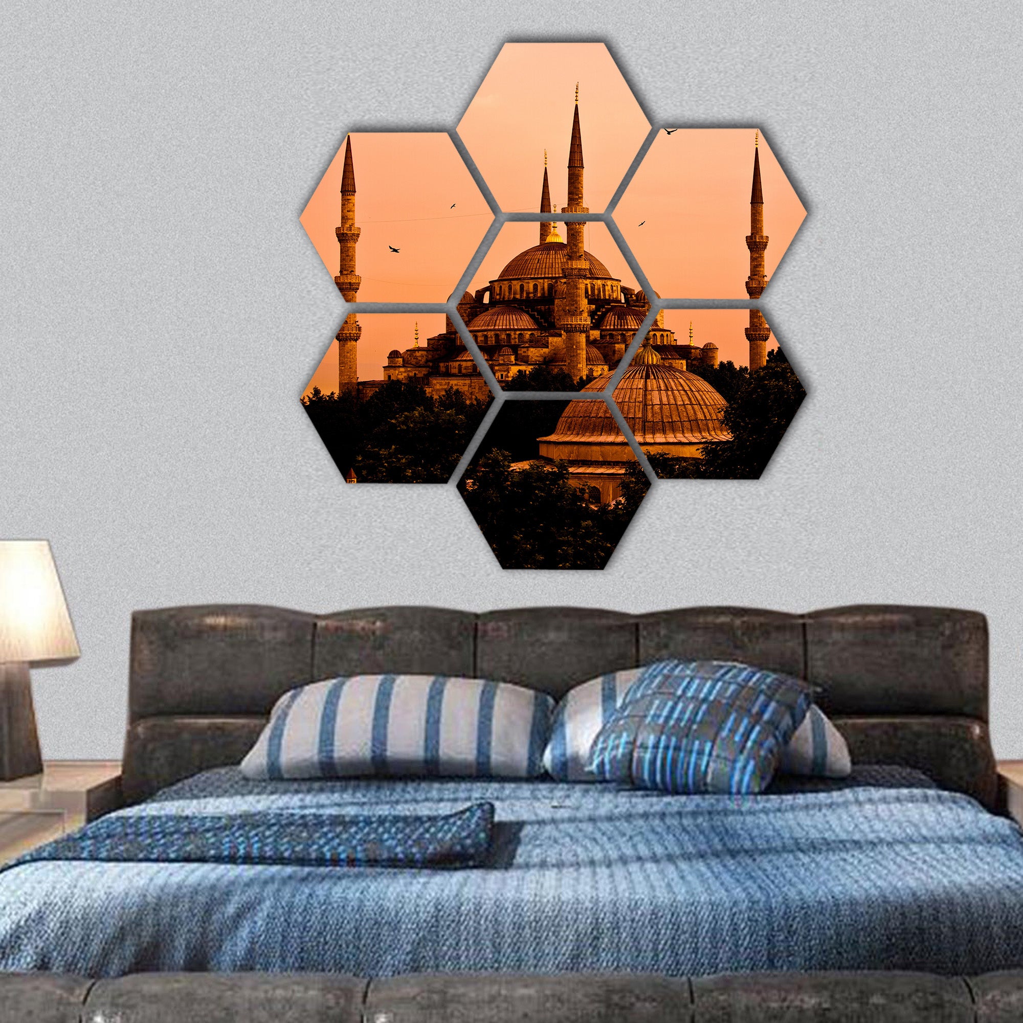 The Blue Mosque, Istanbul, Turkey hexagonal canvas wall art