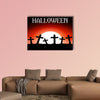 Halloween theme red moon on graveyard multi panel canvas wall art