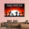 Halloween theme red moon on graveyard multi panel canvas wall art