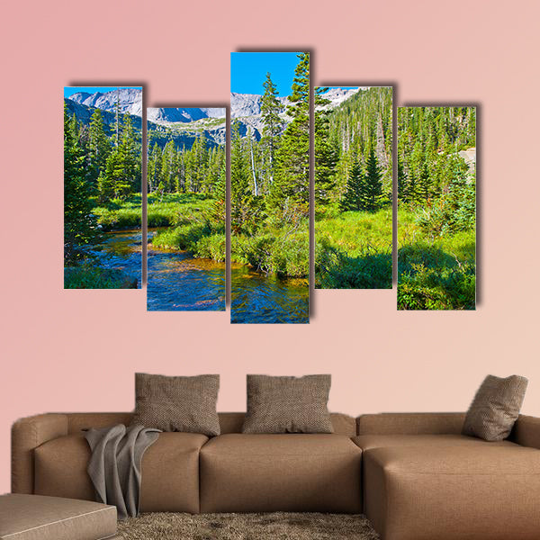 Glacier Creek from along the trail to Black Lake multi panel canvas wall art
